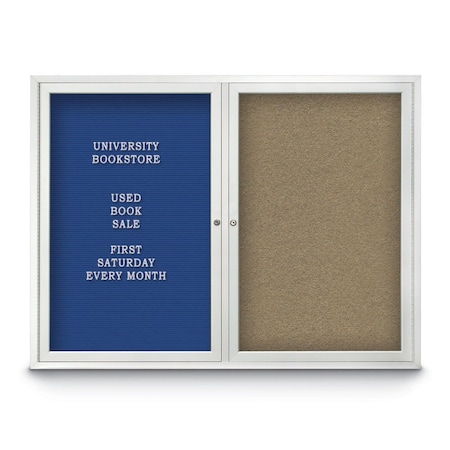 United Visual Products Corkboard, 48"x36", Cobalt Accent/Satin UV404PLUS-SATIN-COBACC